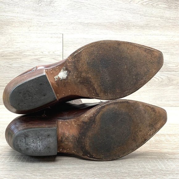 Vtg 1970s-80s TONY MORA Men Western Boots Tufted Brown Leather MADE SPAIN 12 D - Picture 9 of 12
